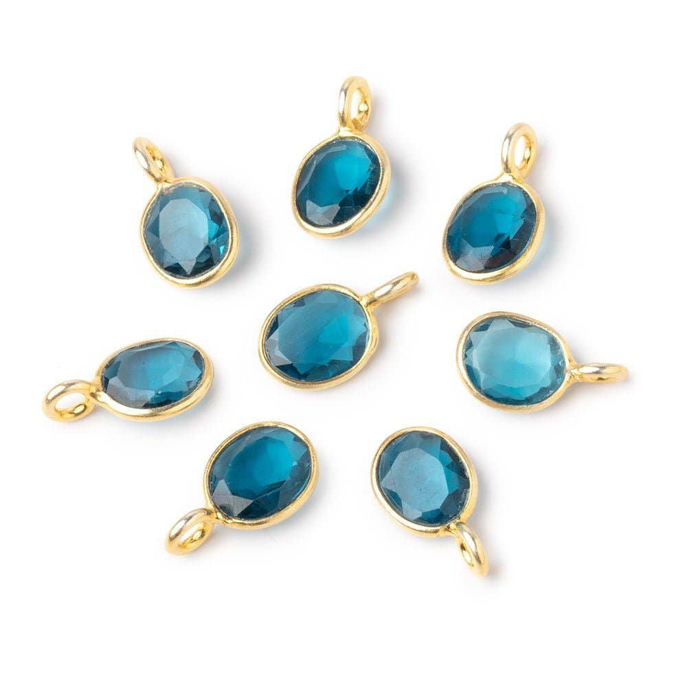 7x6mm Vermeil Bezel London Blue Topaz Rose Cut Oval Pendant 1 piece