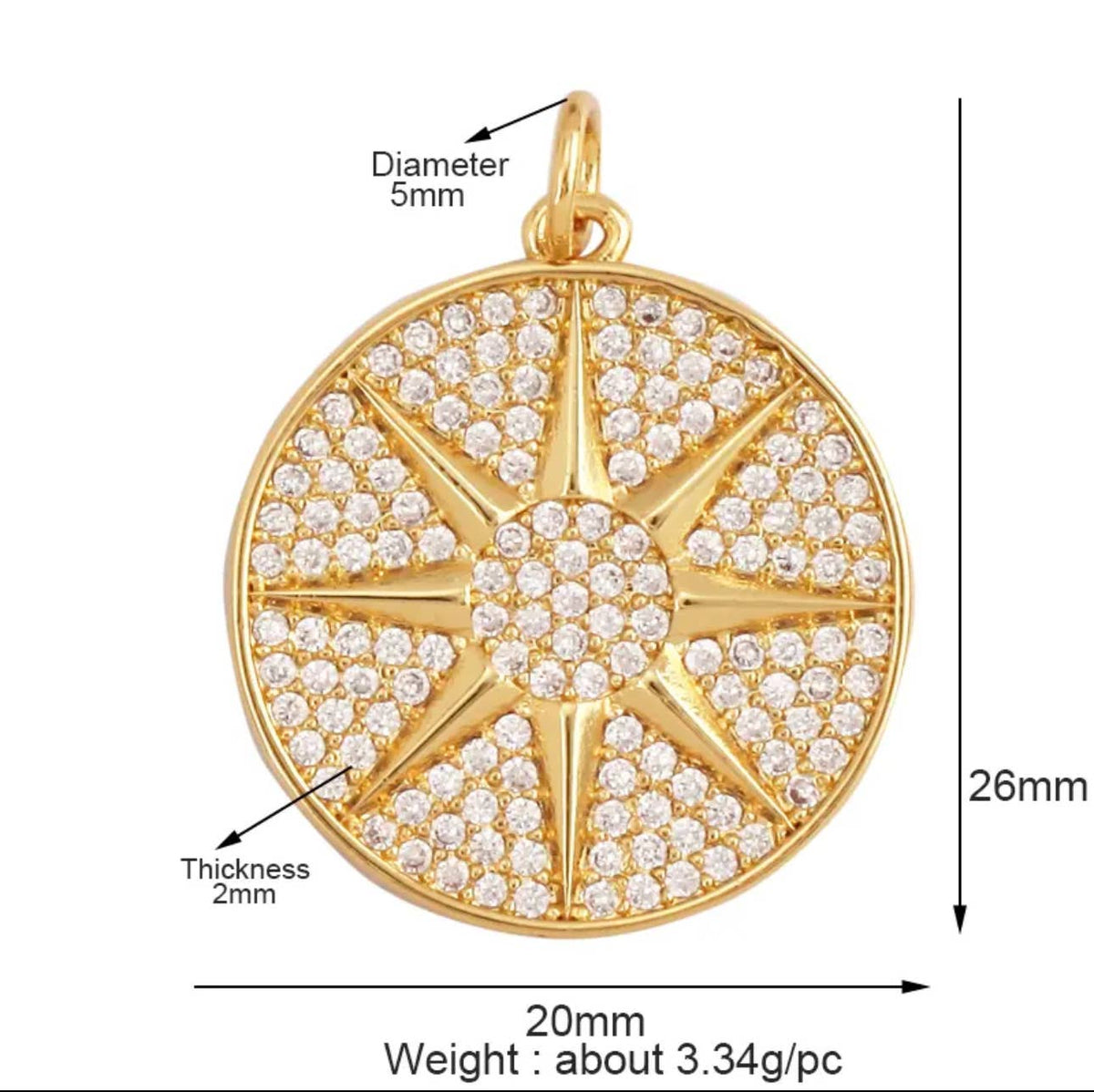 Charm- Pave CZ Sun Burst