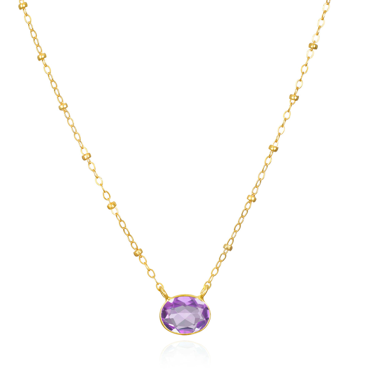 Gem Drop Satellite Necklace-Pink Amethyst