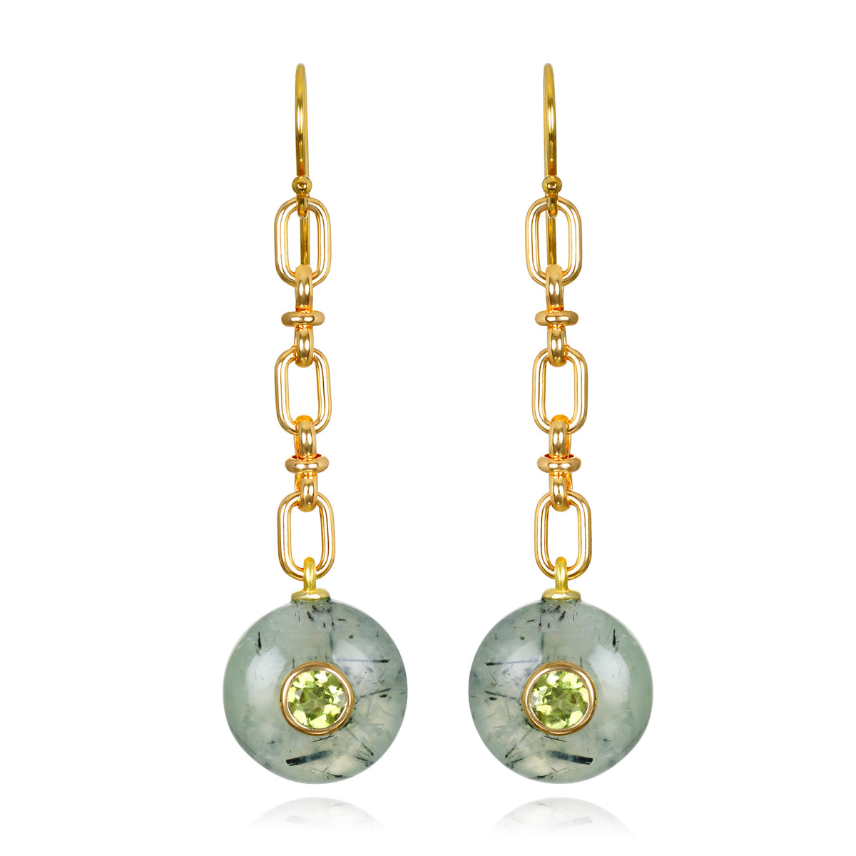 Prehnite & Peridot Geometric Gemstone Dangles