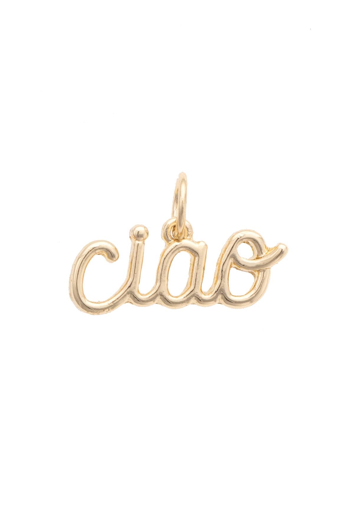 Charm- Cursive Ciao in Shiny Gold