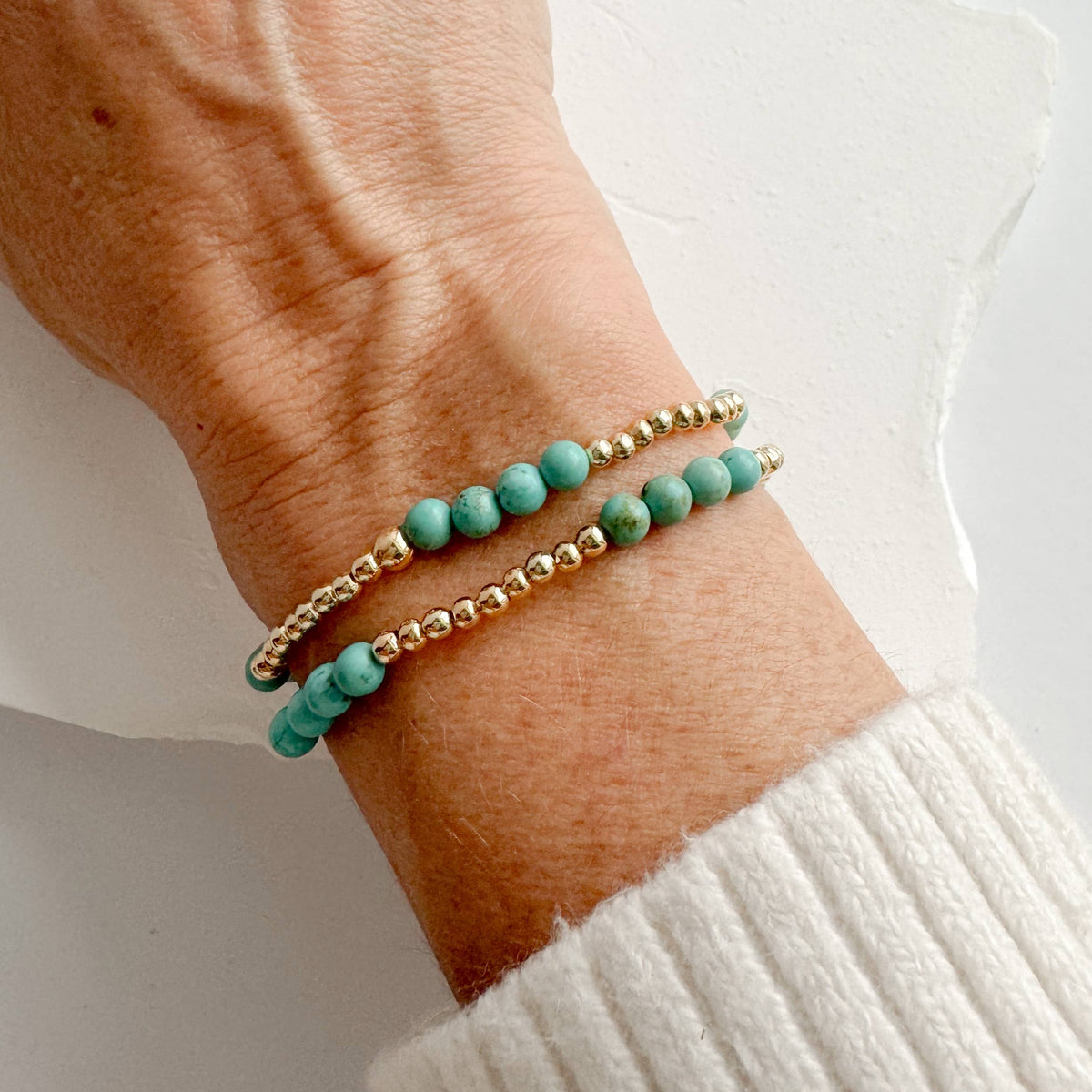 Turquoise Gold Filled Beaded Bracelet