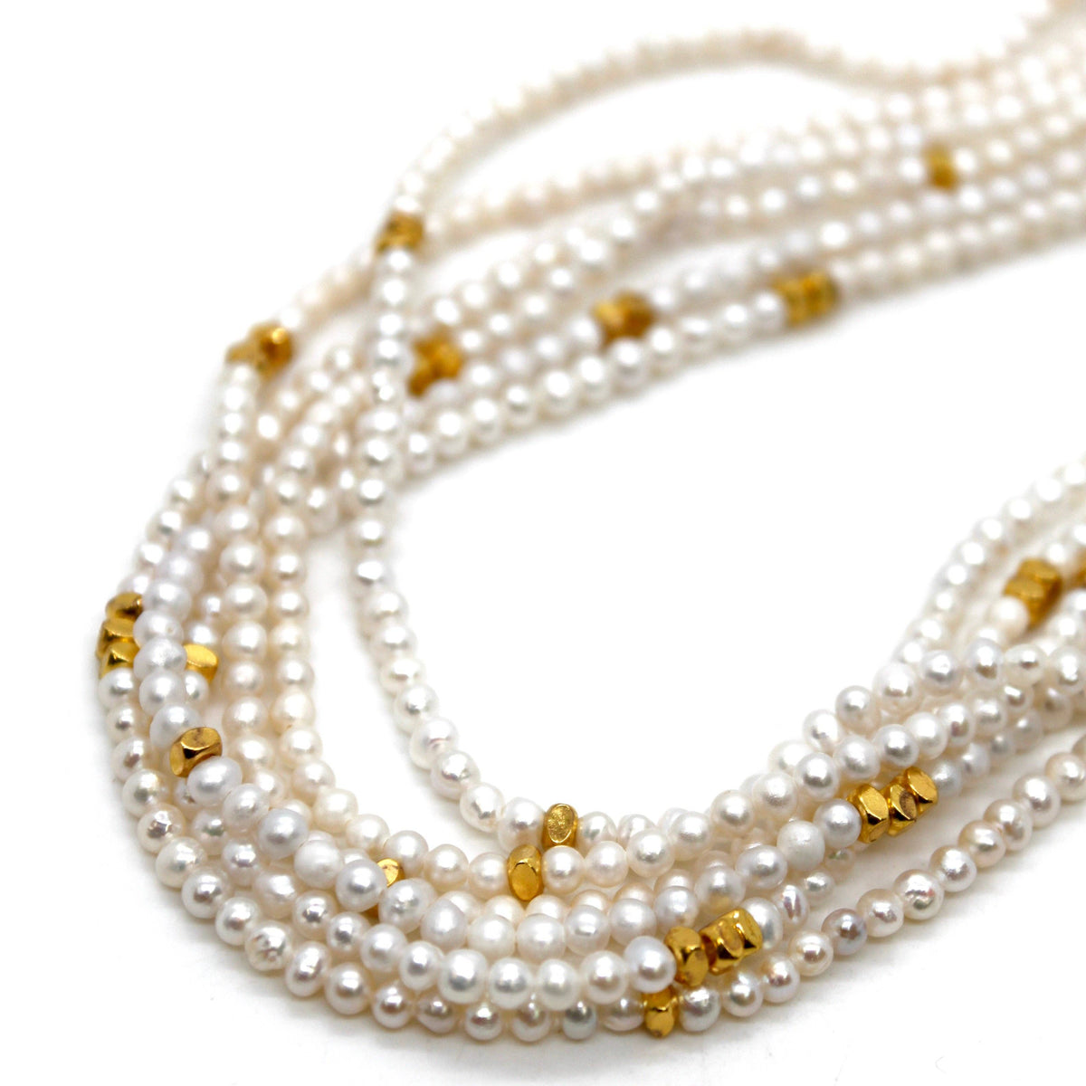 Freshwater Pearl and Gold Luxury Short Necklace - NC-610
