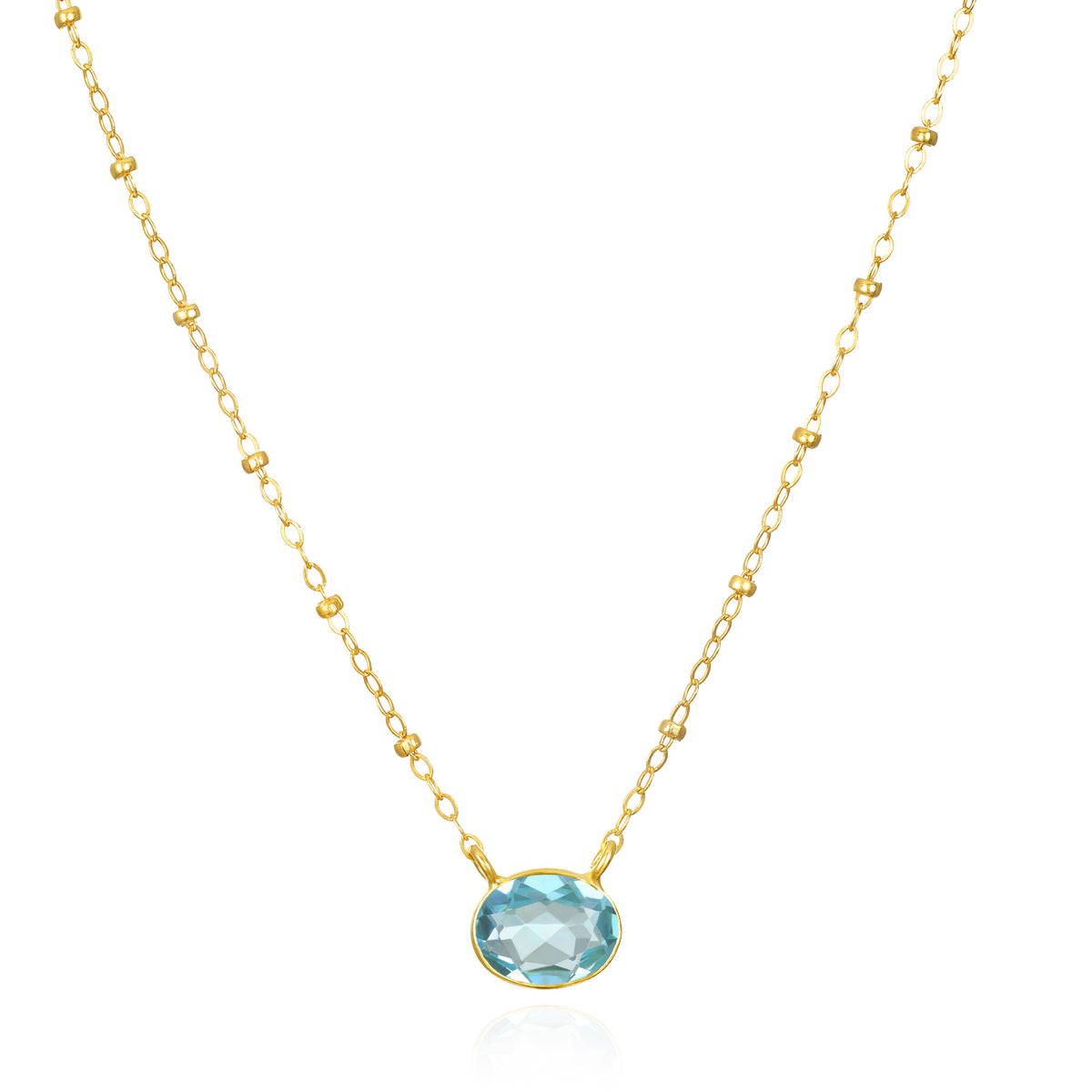 Gem Drop Satellite Necklace-Blue Topaz