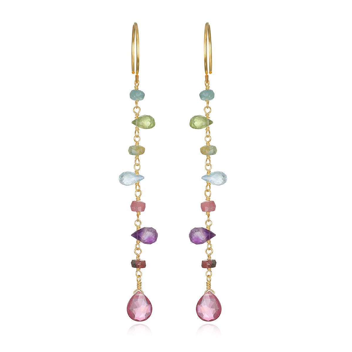 Pink Topaz Wildflower Dangle Earrings