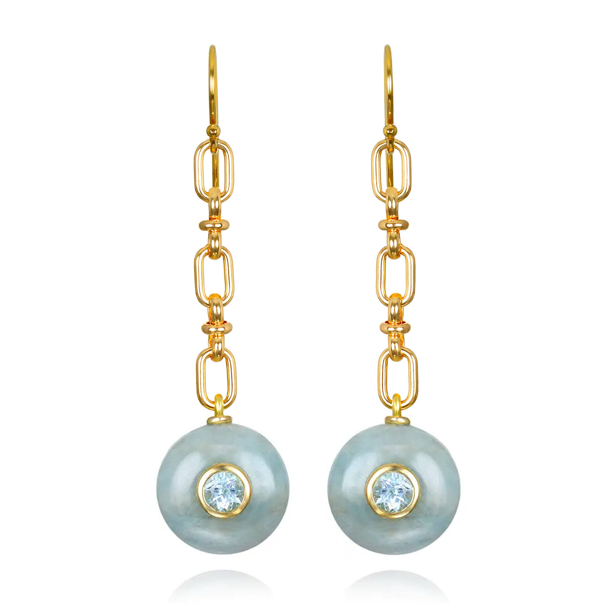 Aquamarine & Topaz Geometric Gemstone Dangles