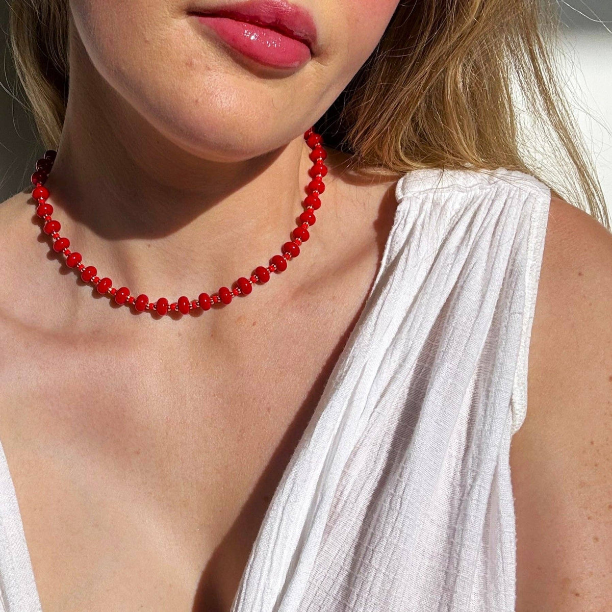 Zia Red Jade Candy Necklace