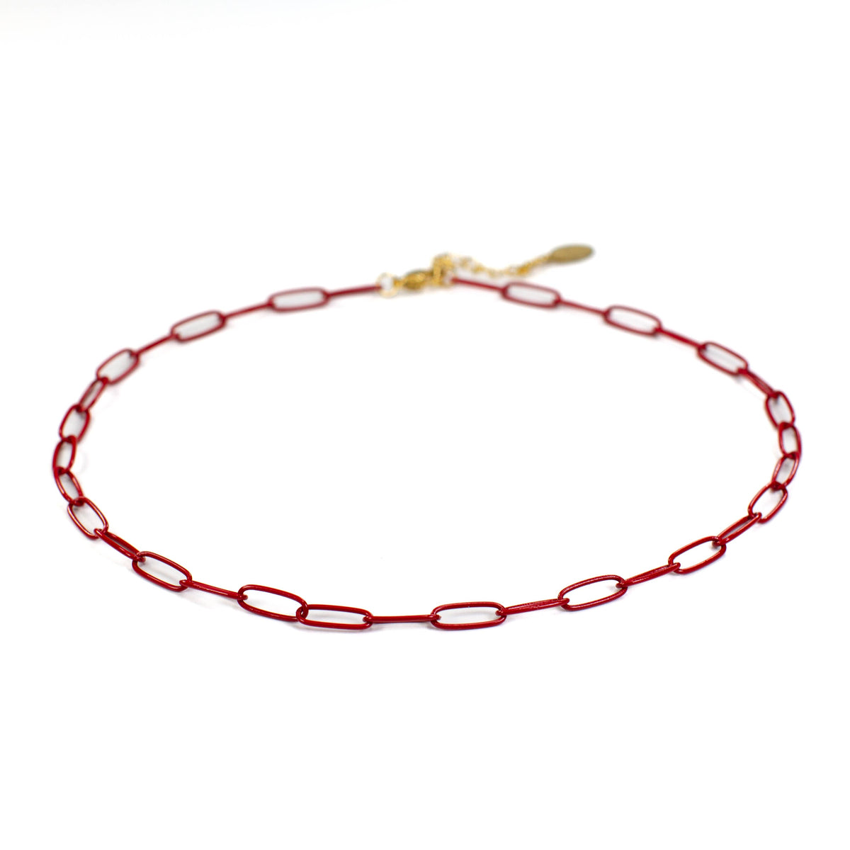 Enamel Colored Paperclip Chain Link Necklace