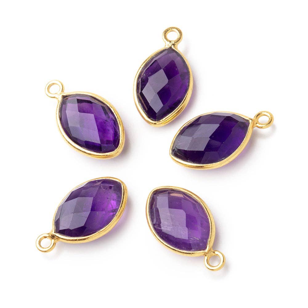 13x9mm Vermeil Bezel Amethyst Faceted Marquise 1 Pendant