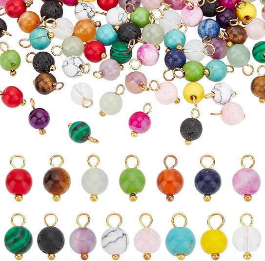 Charm- Colorful Round Stone