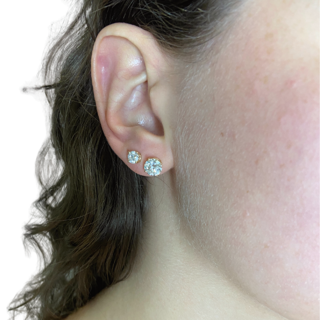 Exquisite Diamond Studs -3cttw - Yellow Gold