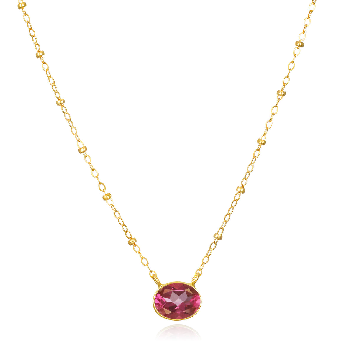 Gem Drop Satellite Necklace-Pink Topaz