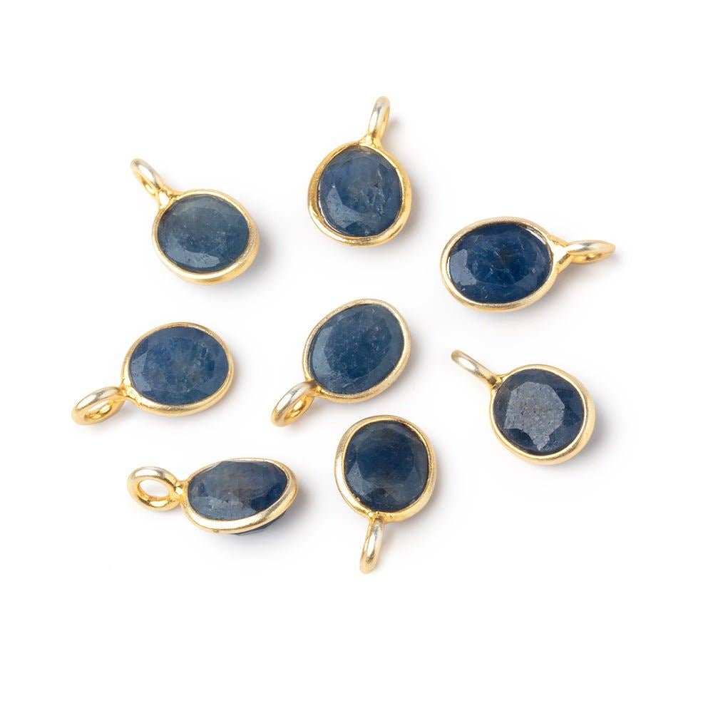 7x6mm Vermeil Bezel Sapphire Rose Cut Oval Pendant 1 piece