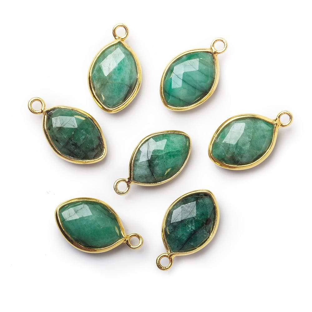 13x9mm Vermeil Bezel Emerald Marquise Pendant 1 piece