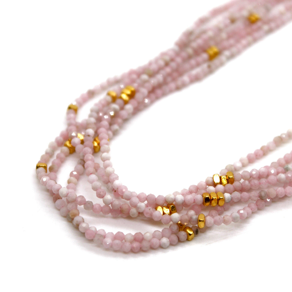 Pink Opal Stone and Gold Luxury Short Necklace - NC-613