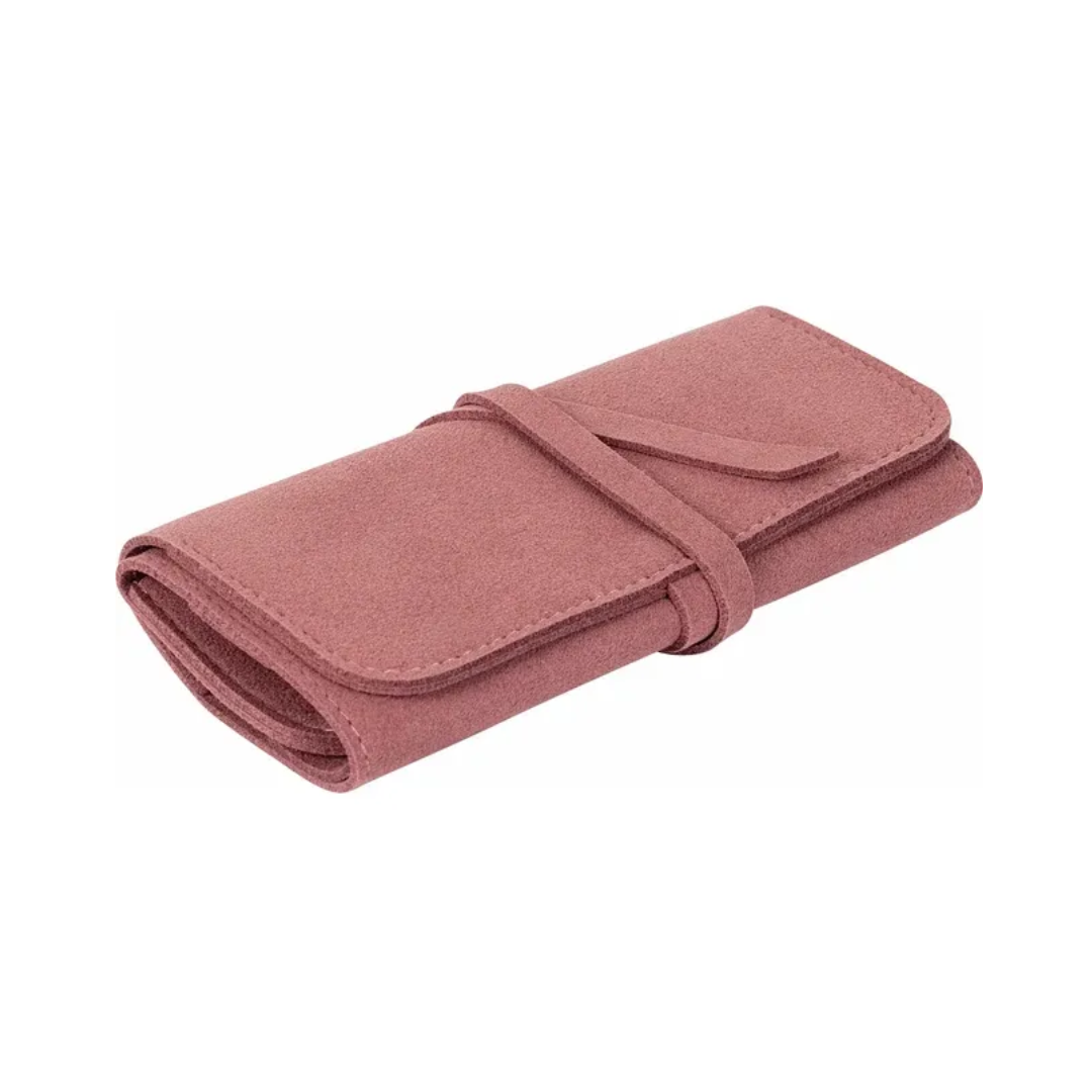 Suede Jewelry Roll Travel Case