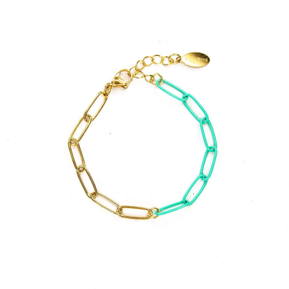 Colored Paperclip & Gold Chain Link Bracelet
