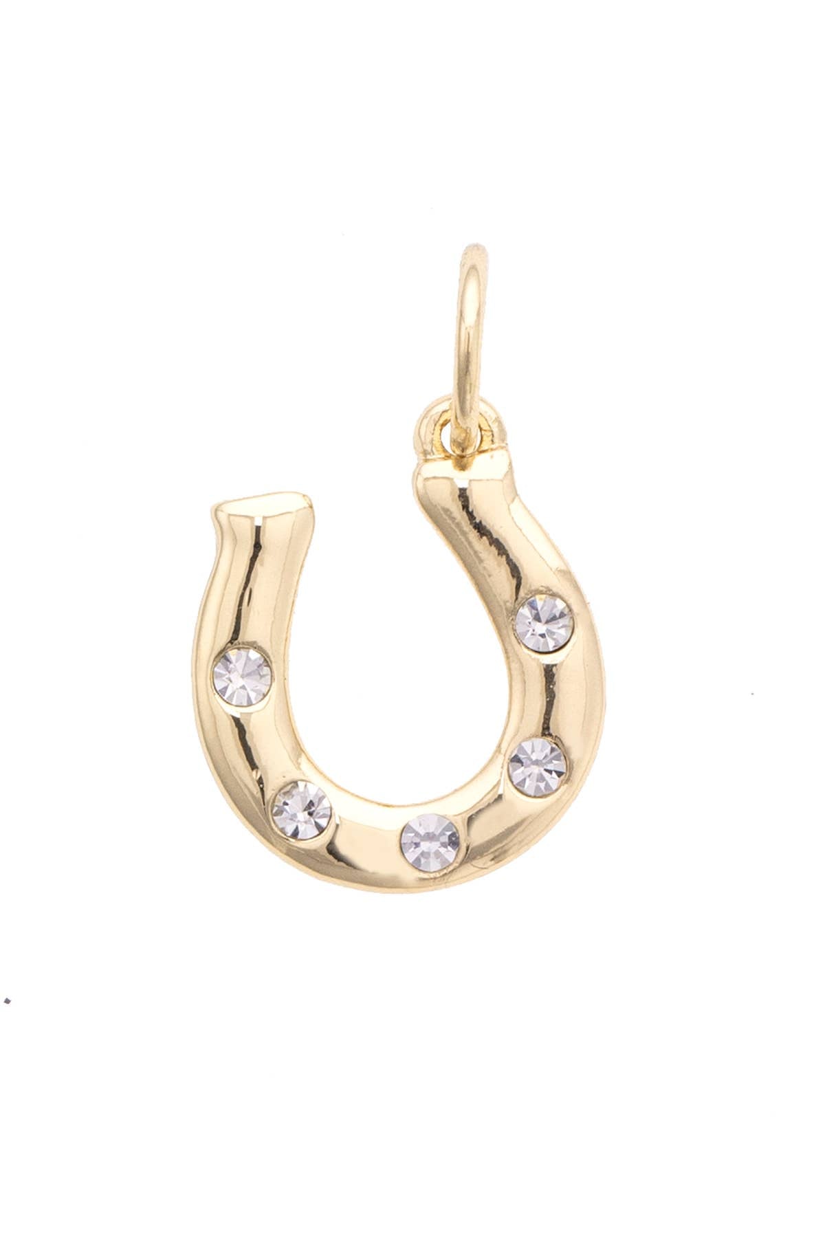 Charm- Rhinestone Horseshoe in Shiny Gold