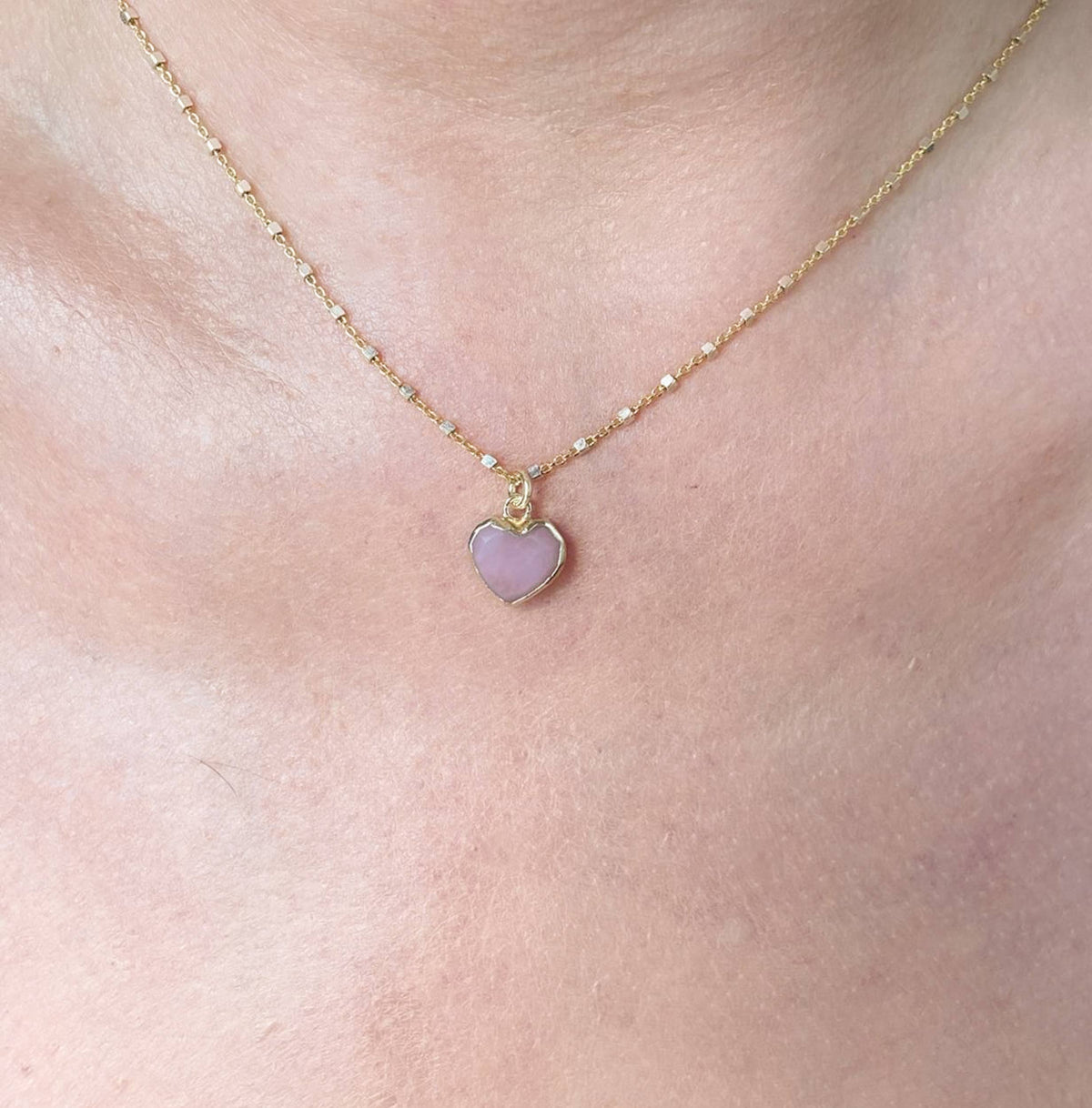 Pink Opal Heart Necklace