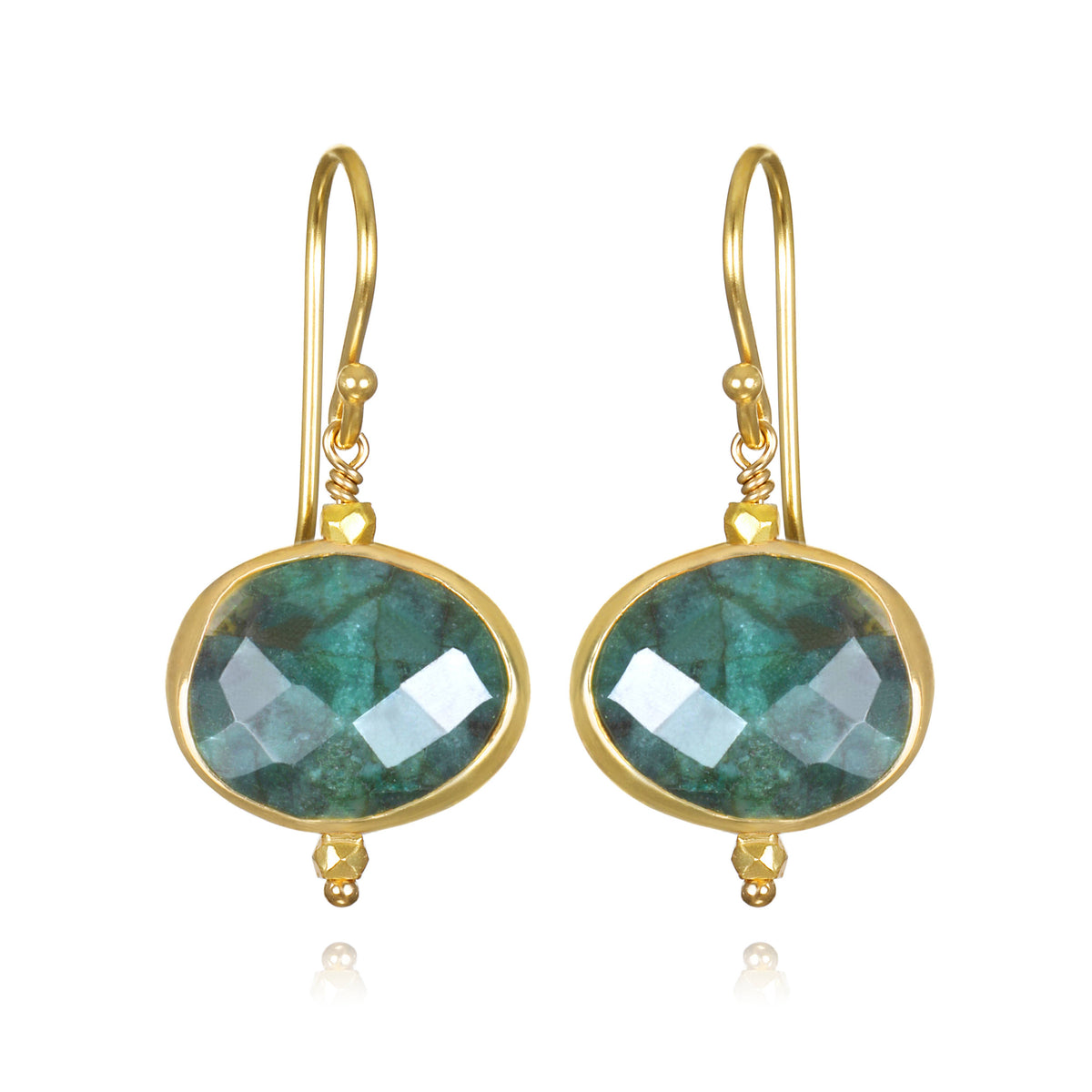 Emerald Bezeled Drop Earrings