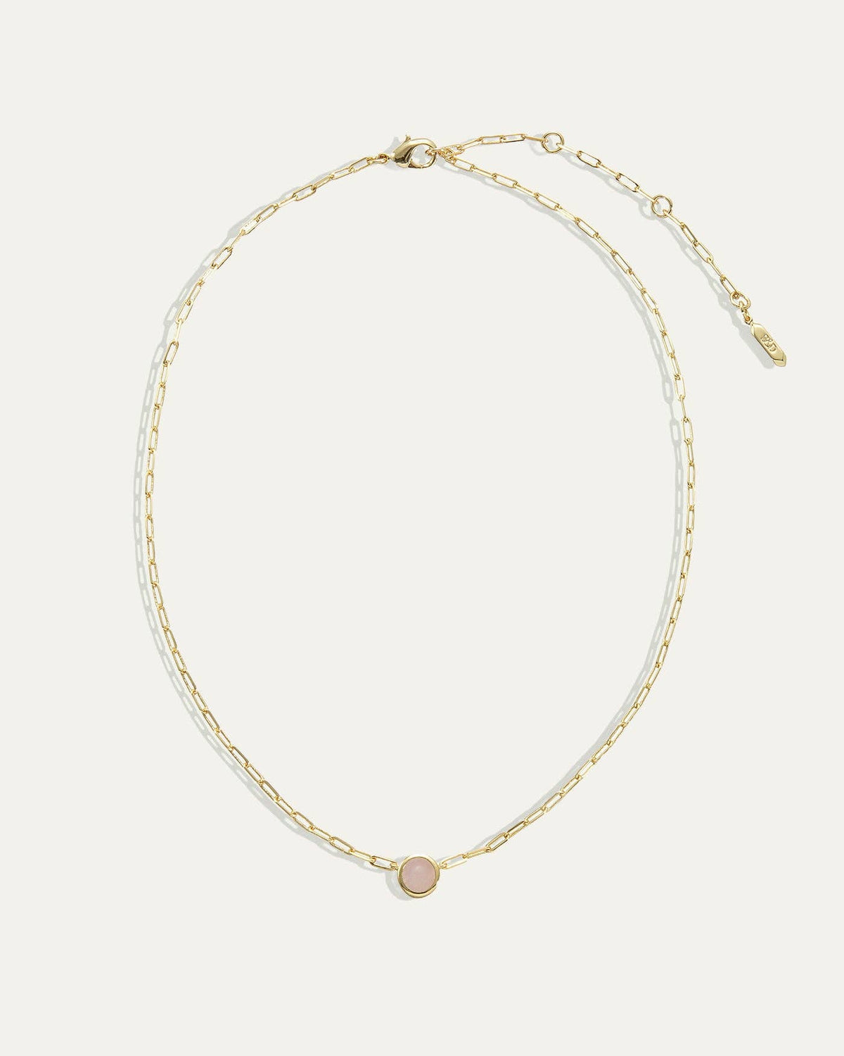 Ava Paperclip Necklace in Rose Quartz