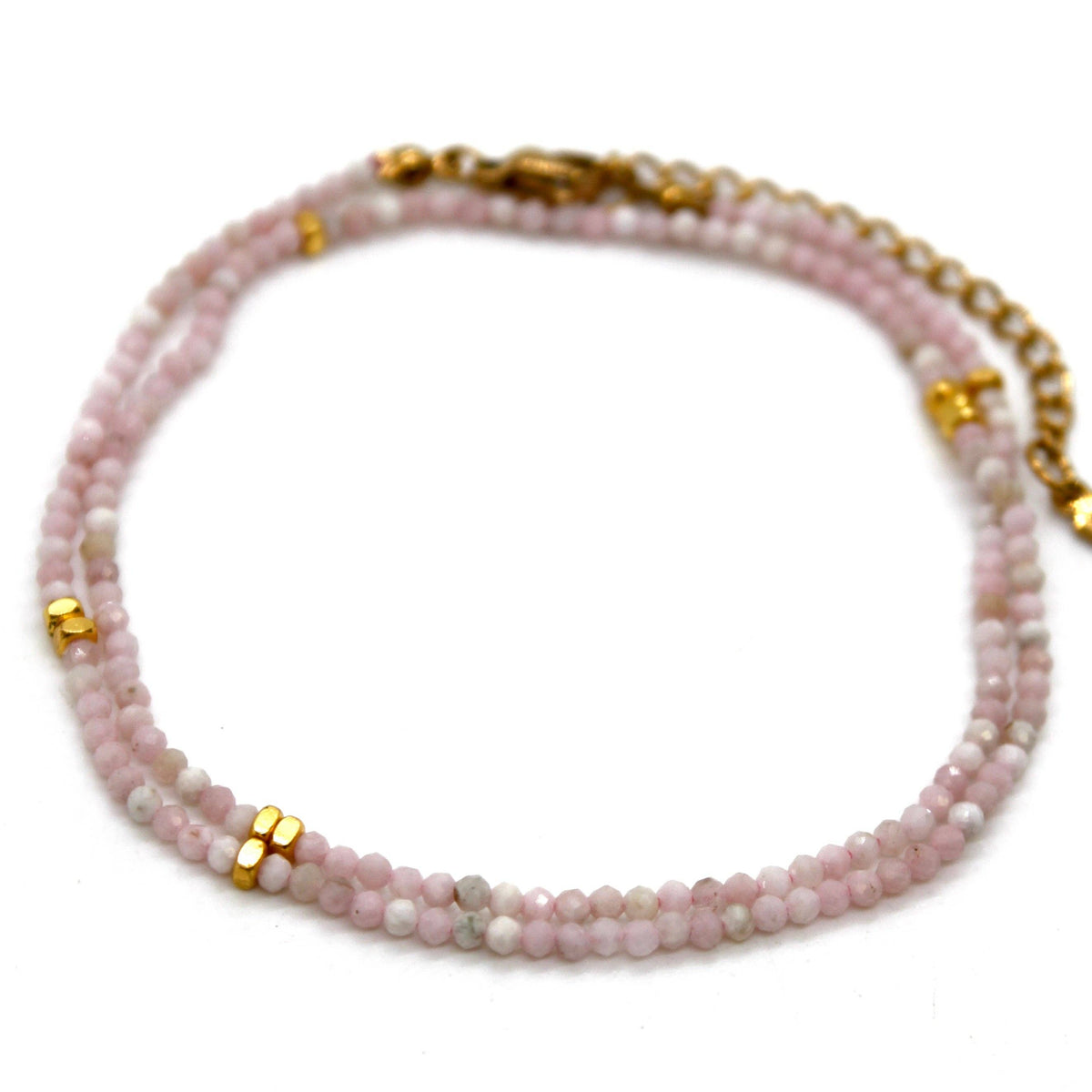 Pink Opal Stone and Gold Luxury Short Necklace - NC-613