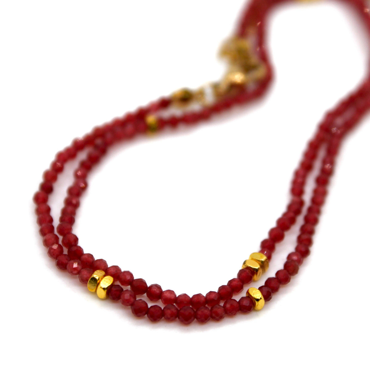 Ruby Stone and Gold Luxury Short Necklace - NC-623