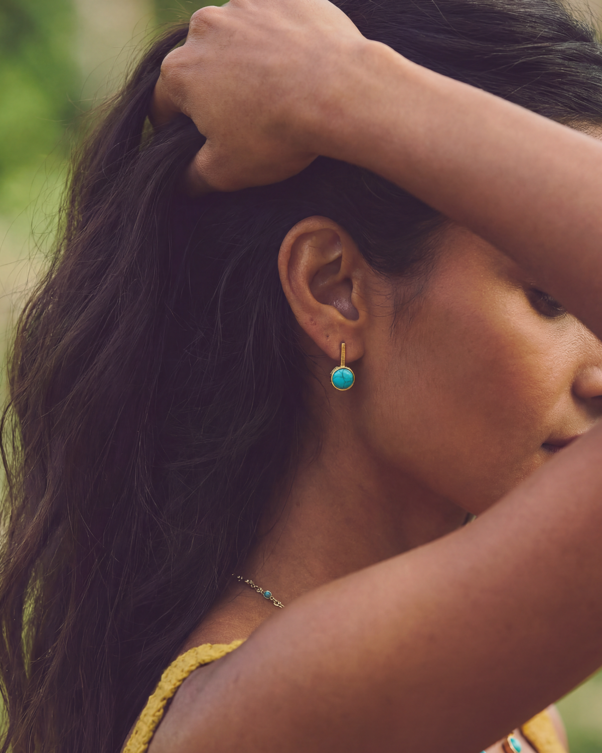 Bar Stud Earrings in Turquoise