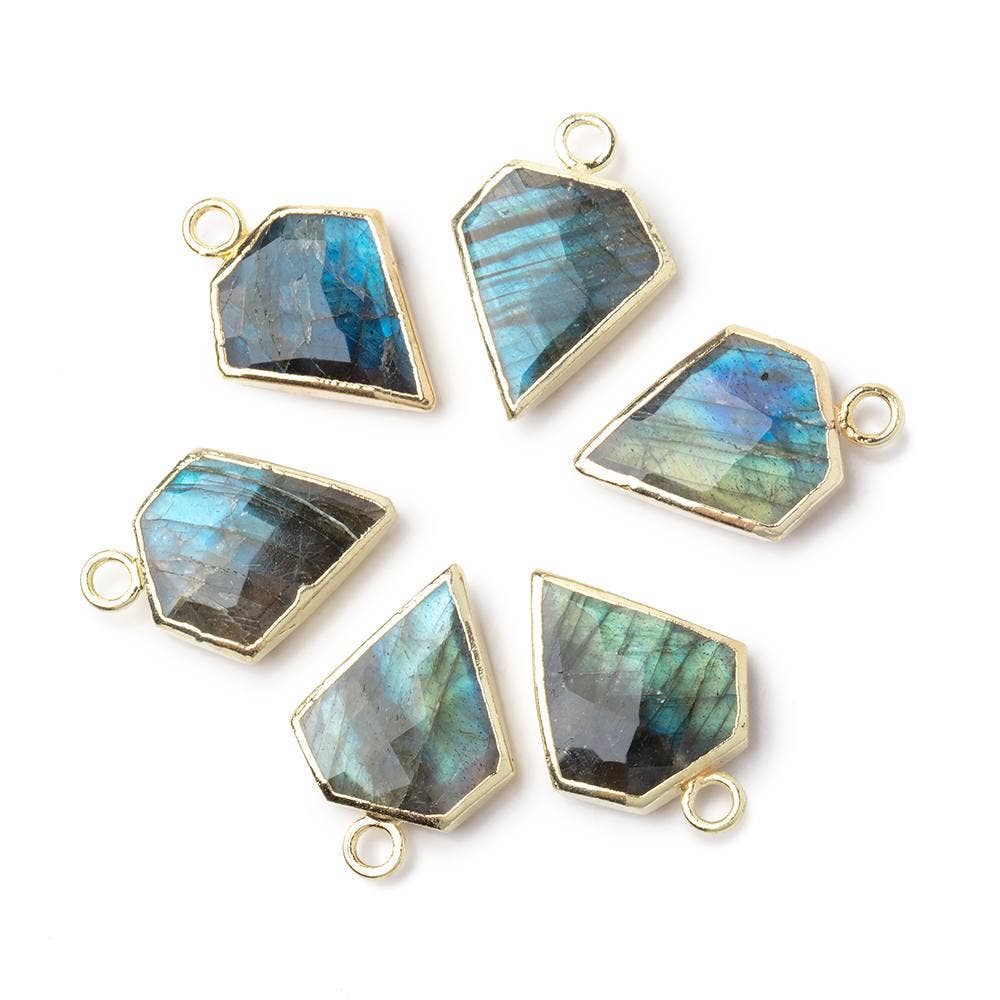 13-14mm Gold Leafed Labradorite Faceted Diamond Shape Pendant 1 piece