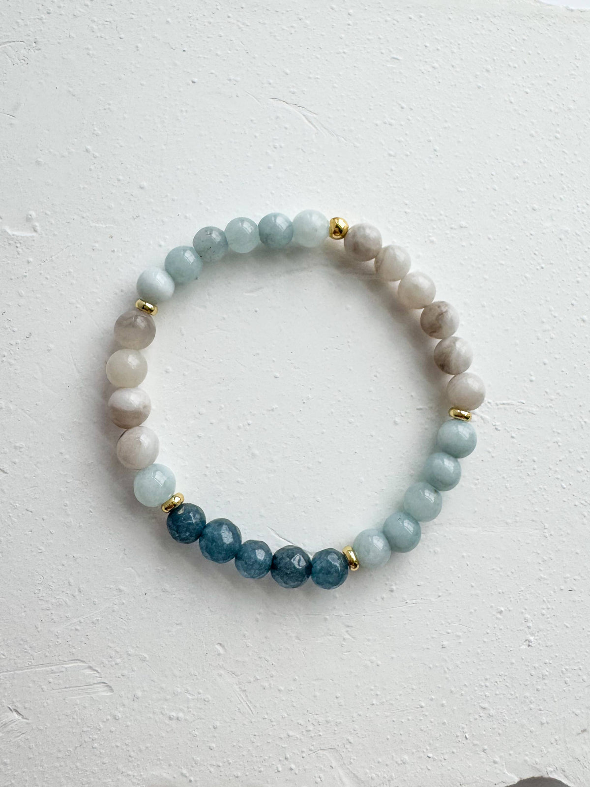 Aquamarine and Howlite Gold Filled Gemstone Beaded Bracelet