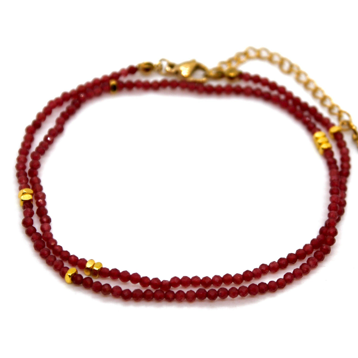 Ruby Stone and Gold Luxury Short Necklace - NC-623