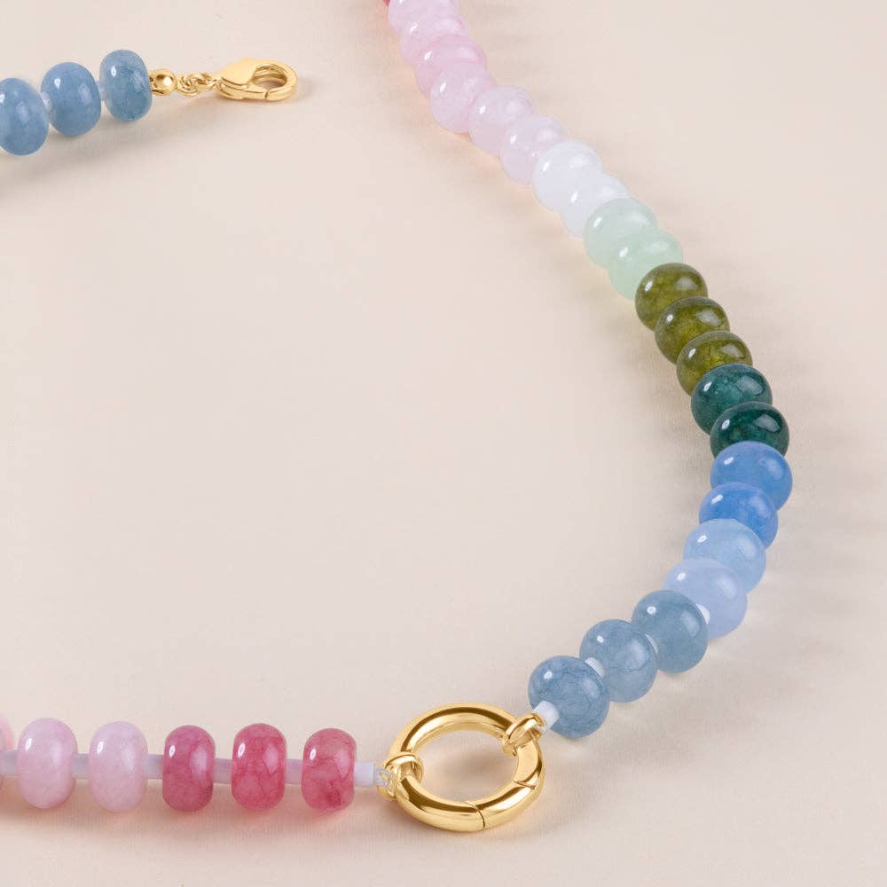 "Token Tales" Blush Semi-Precious Charm Holder Necklace