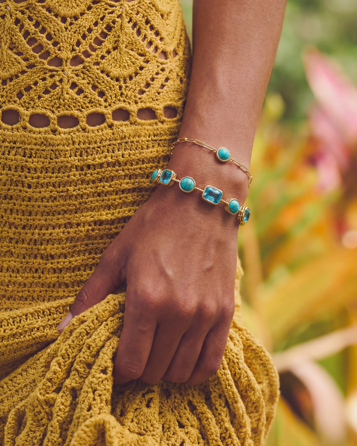 Ava Paperclip Bracelet in Turquoise