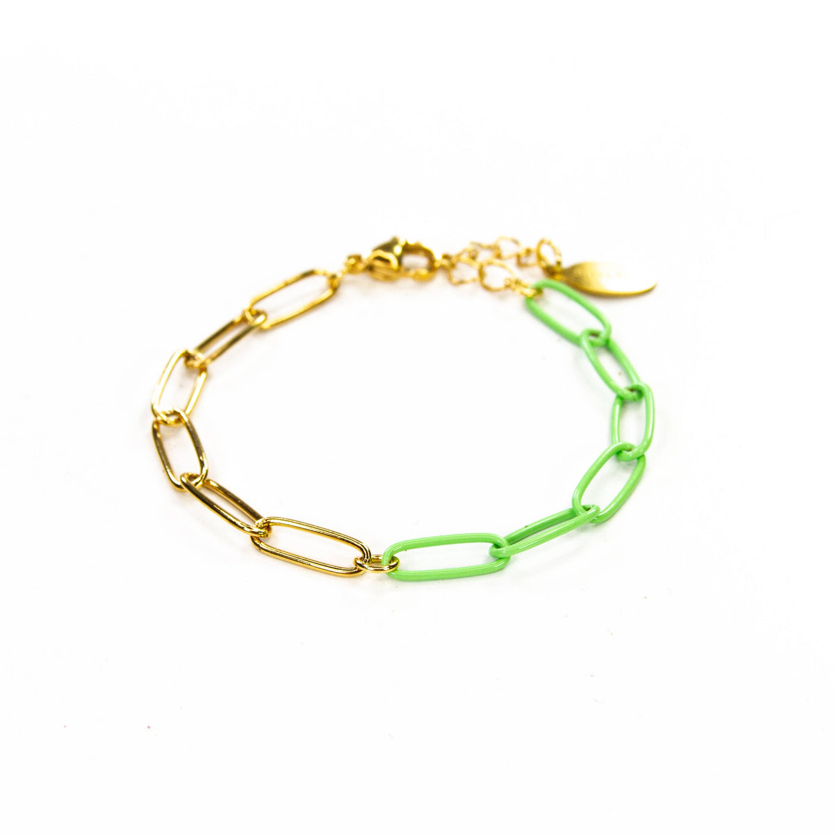 Colored Paperclip & Gold Chain Link Bracelet