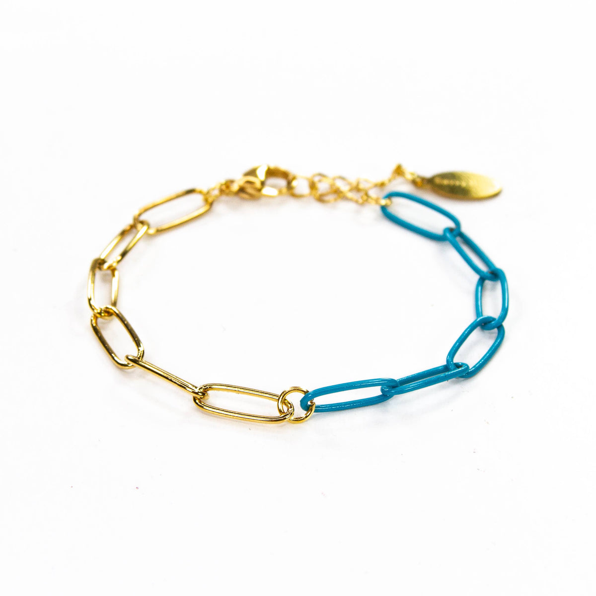 Colored Paperclip & Gold Chain Link Bracelet