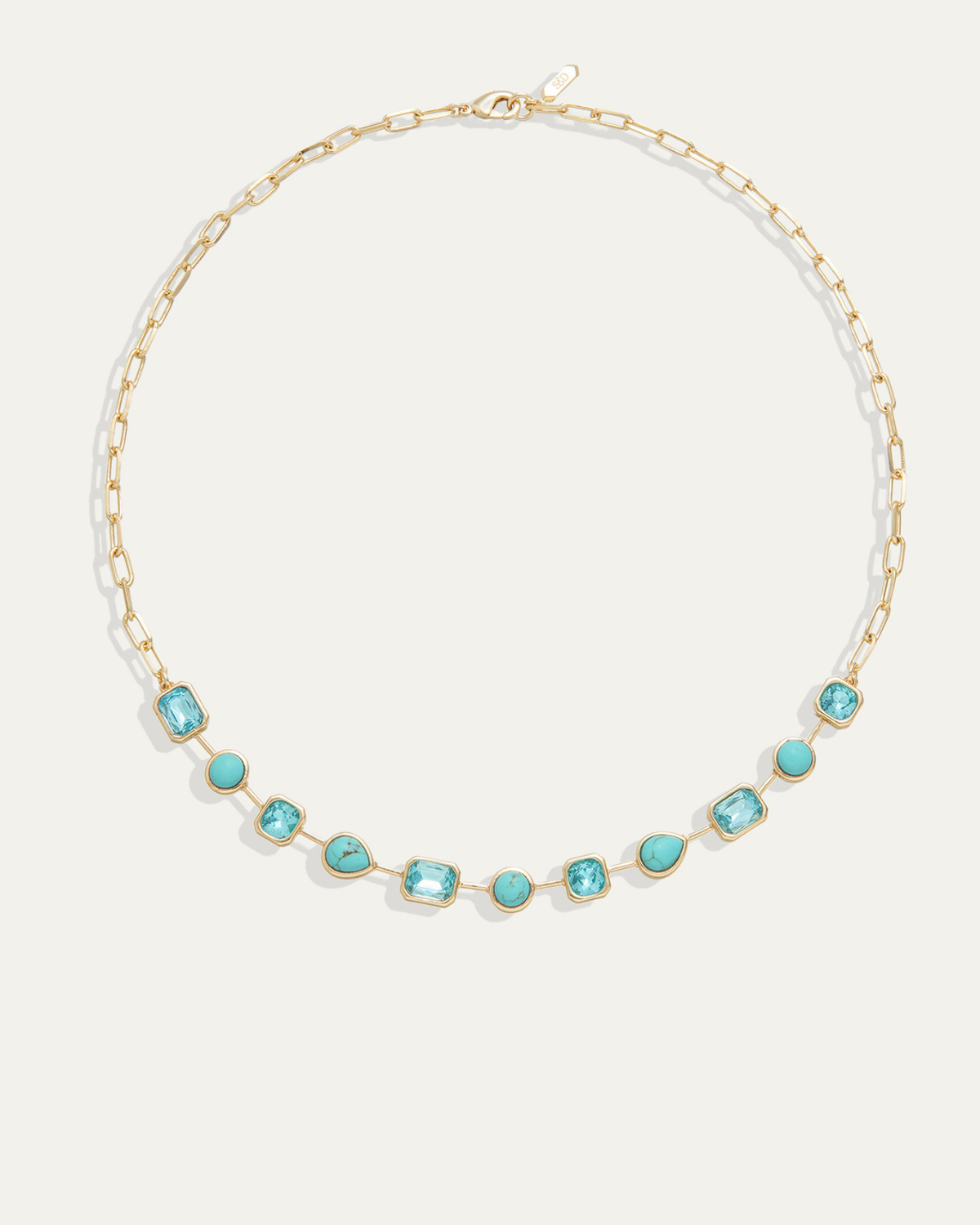 Nicole Paperclip Tennis Necklace in Turquoise