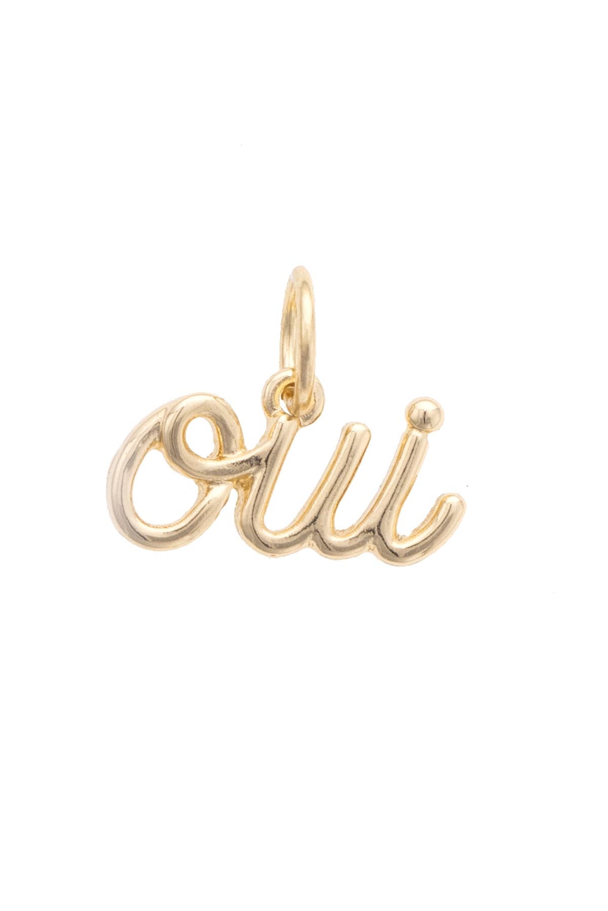 Charm- Cursive Oui in Shiny Gold