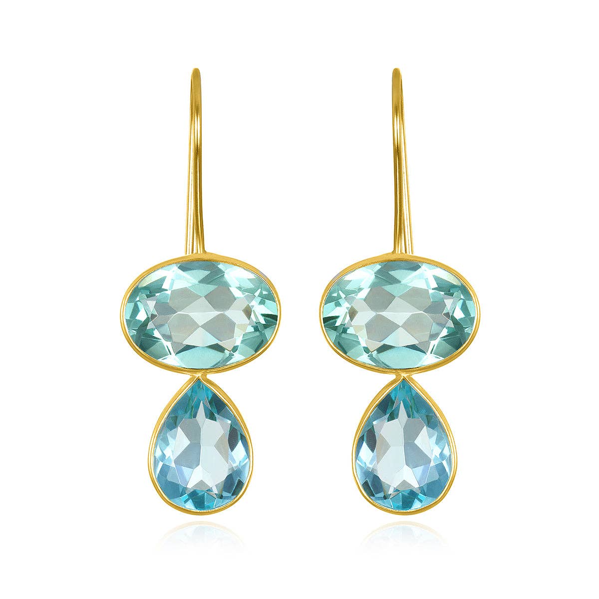 Valencia Teardrop Earring- Aquamarine & Sky Blue Gold