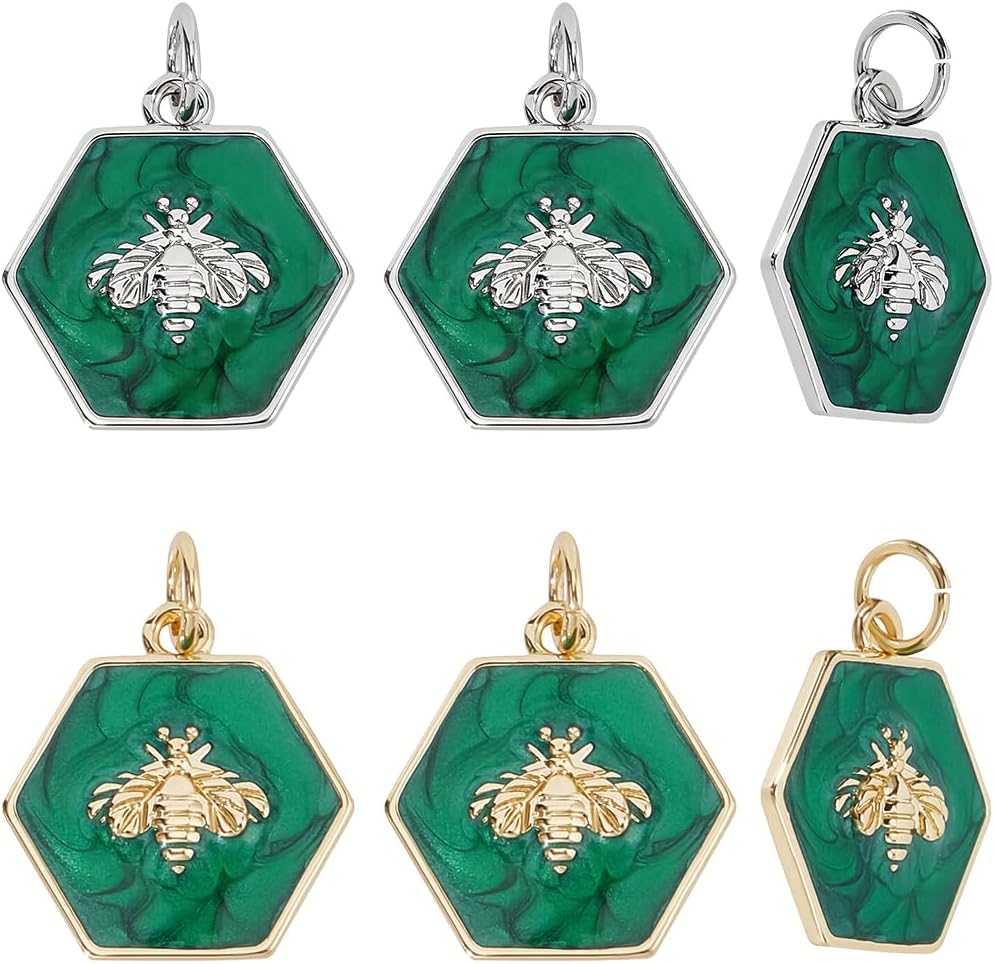Charm- Enamel Hexagon Bumblebee
