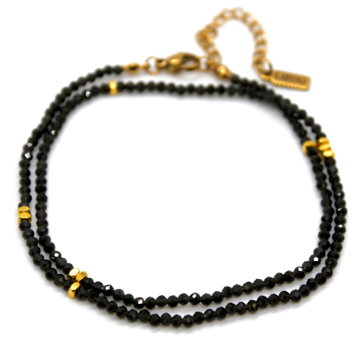 Black Obsidian Stone and Gold Luxury Short Necklace - NC-627