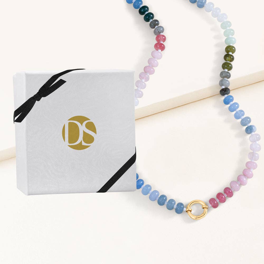 "Token Tales" Blush Semi-Precious Charm Holder Necklace