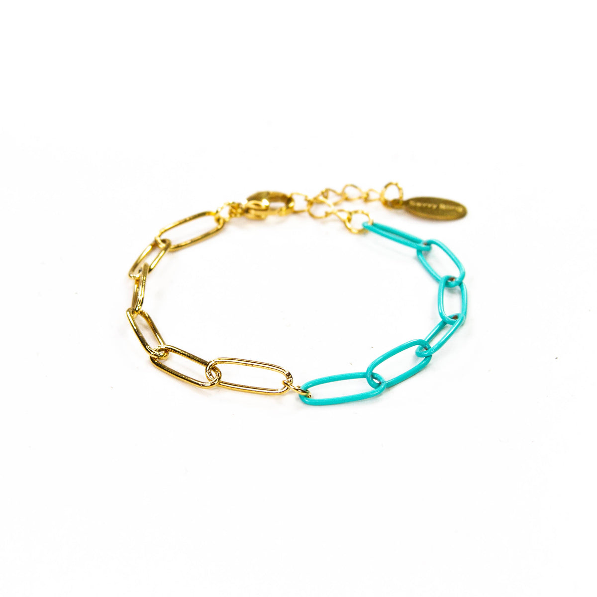 Colored Paperclip & Gold Chain Link Bracelet