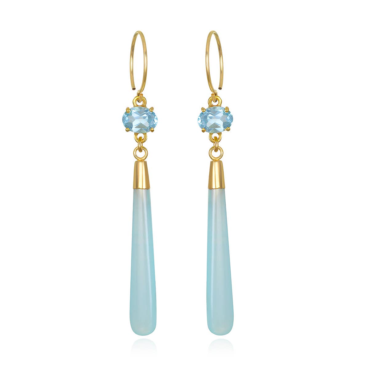 Topaz & Aqua Chalcedony Gemstone Drop Earring