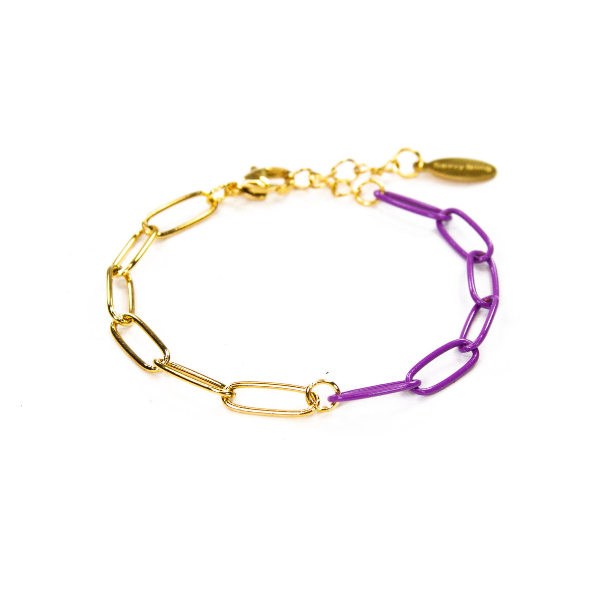 Colored Paperclip & Gold Chain Link Bracelet