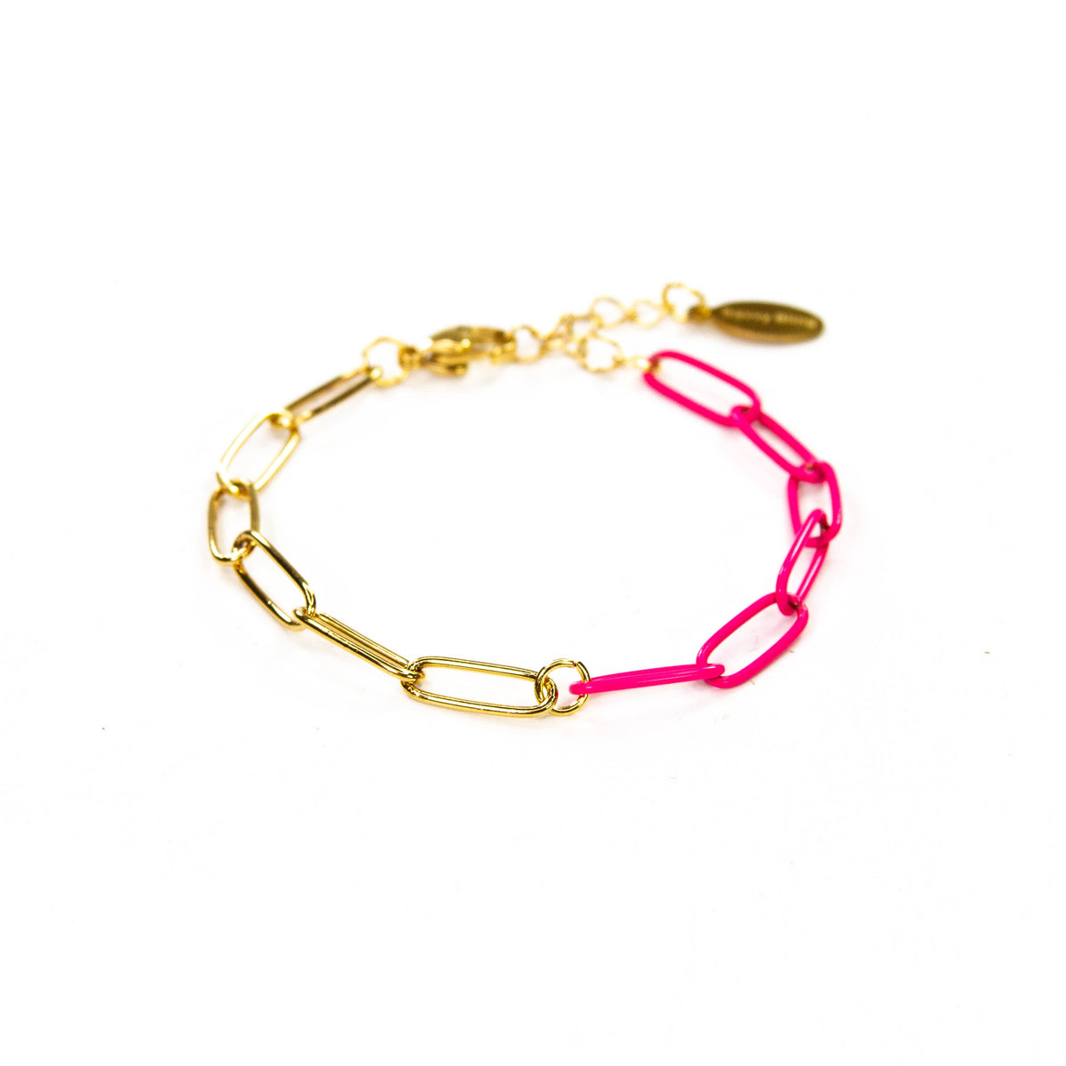 Colored Paperclip & Gold Chain Link Bracelet