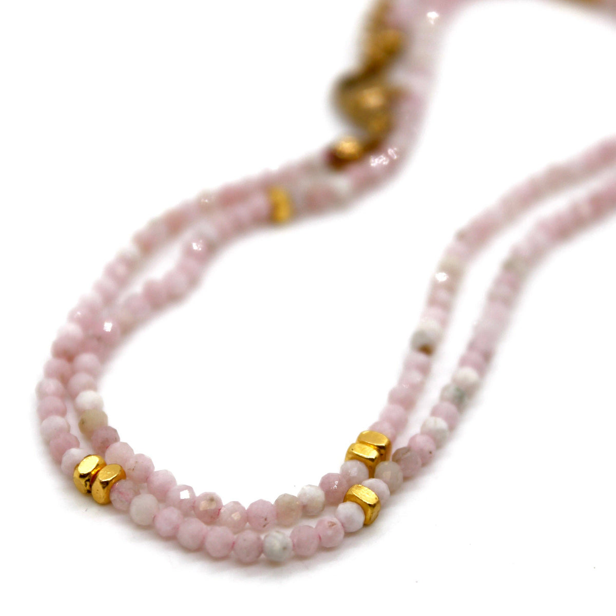 Pink Opal Stone and Gold Luxury Short Necklace - NC-613