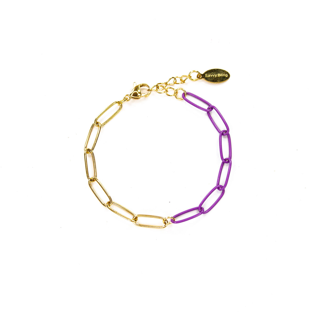 Colored Paperclip & Gold Chain Link Bracelet