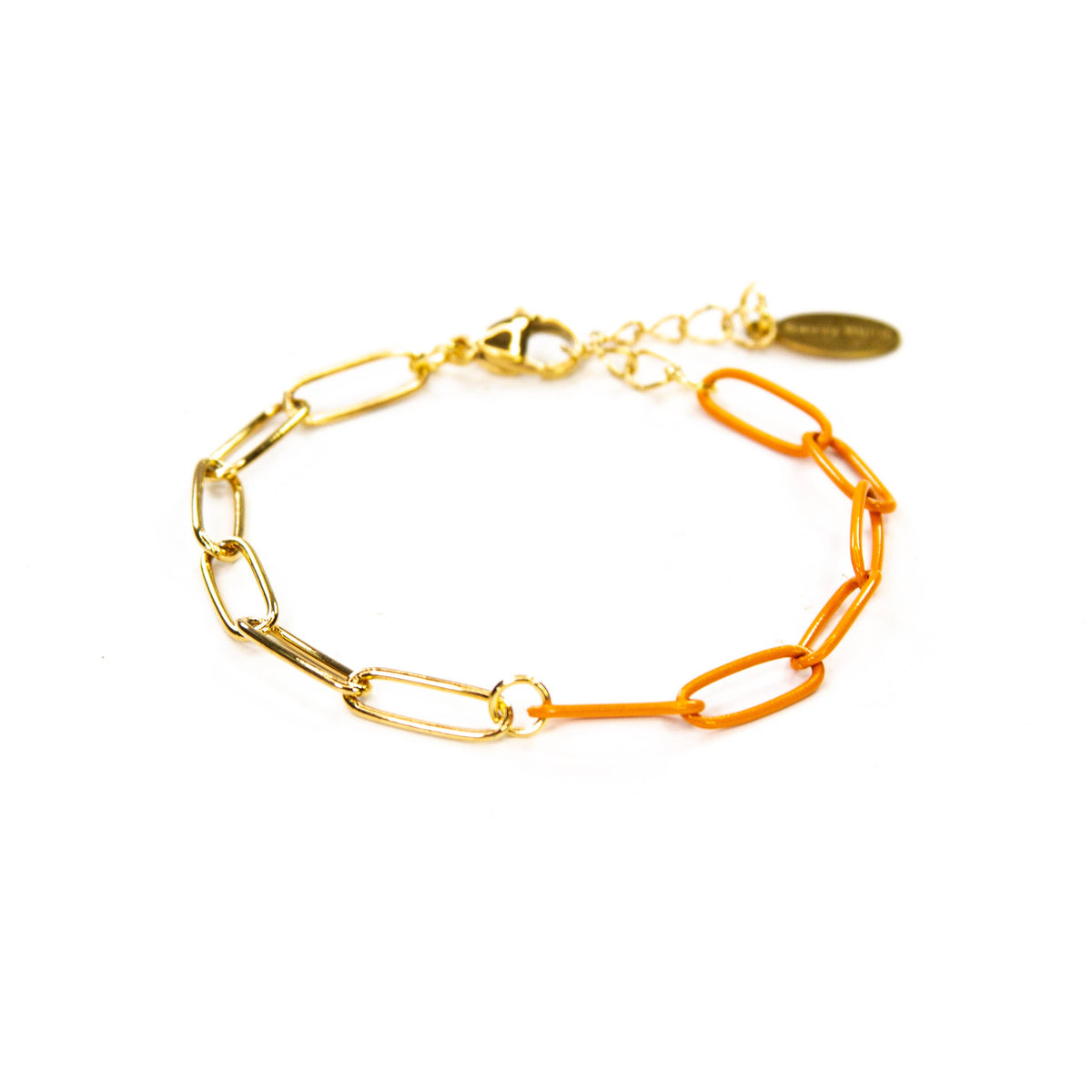 Colored Paperclip & Gold Chain Link Bracelet