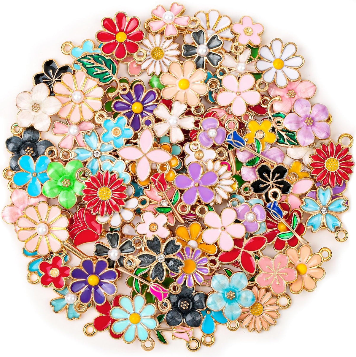 Charm- Colorful Enamel Flower