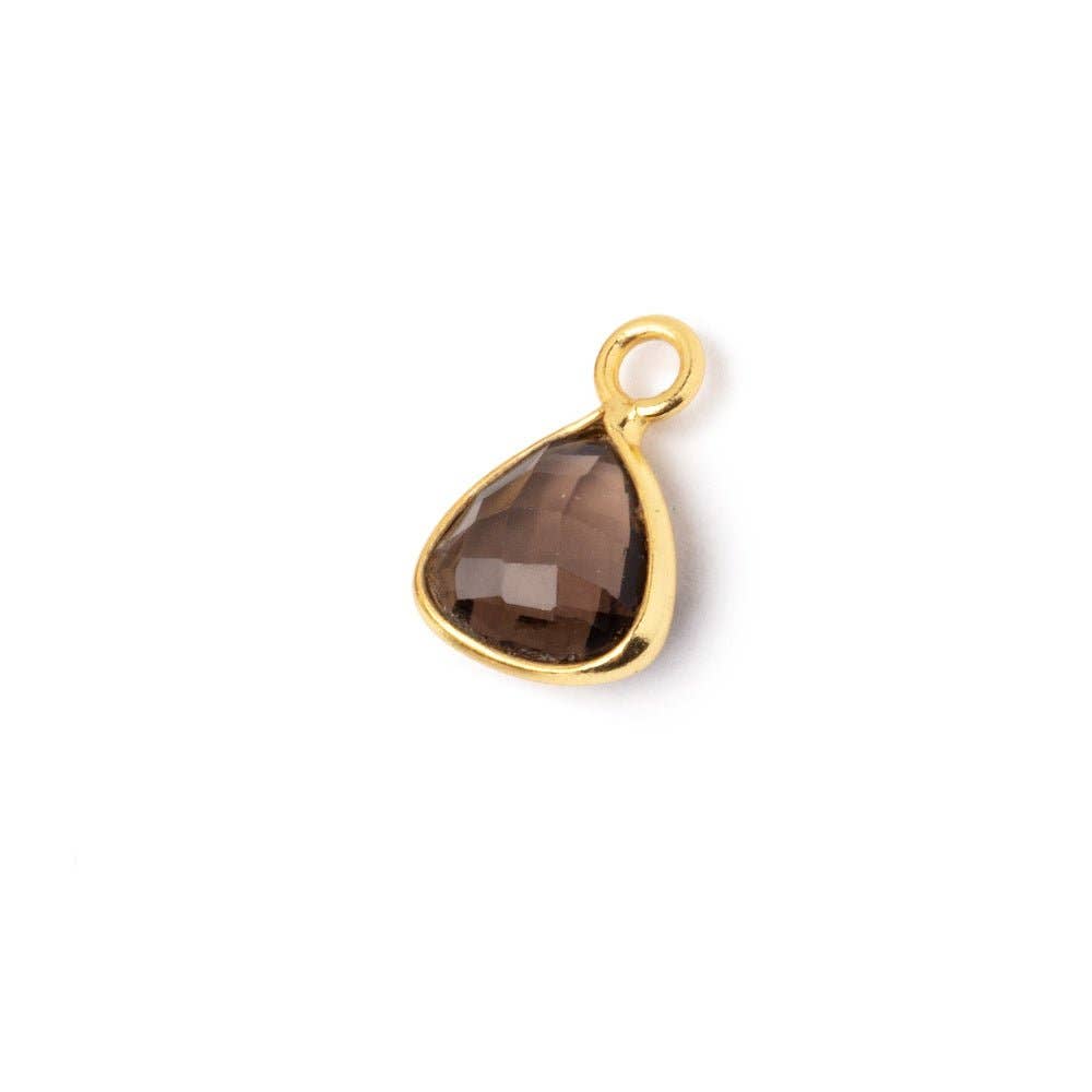 9mm Vermeil Bezel Smoky Quartz Faceted Trillion Pendant 1 piece